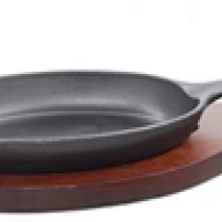 Cast Iron Skillet with Wooden Base